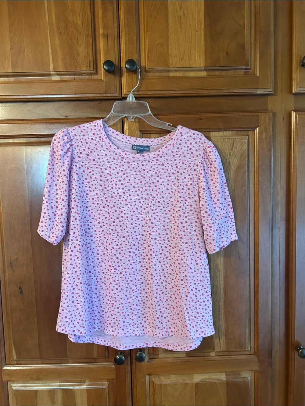 Democracy Pink Floral Puff-Sleeve Knit Top